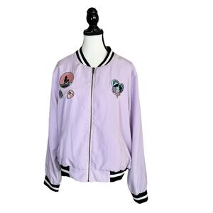 Disney Hot Topic The Little Mermaid Patched Satin Jacket Light Purple Size 2X